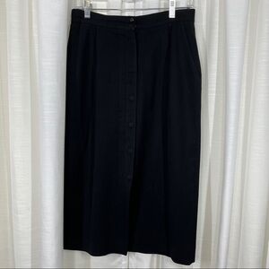 Vintage Jones New York high wasted black Front button down midi skirt